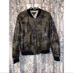 Forever21 Camo print Sherpa lined bomber jacket
